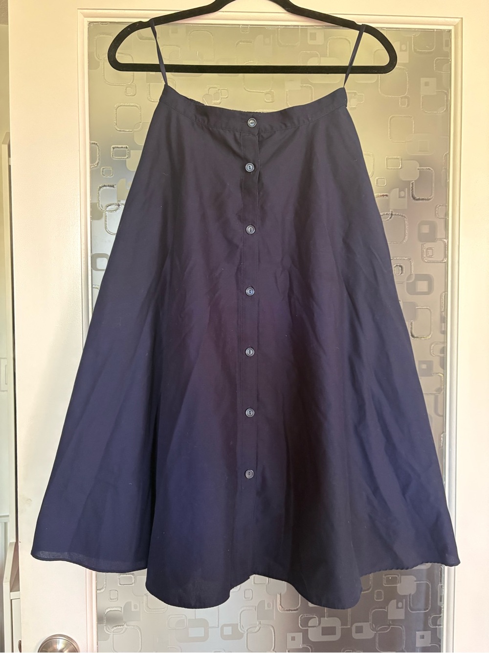 Uniqlo Navy Button-Front High waisted Circle Skirt